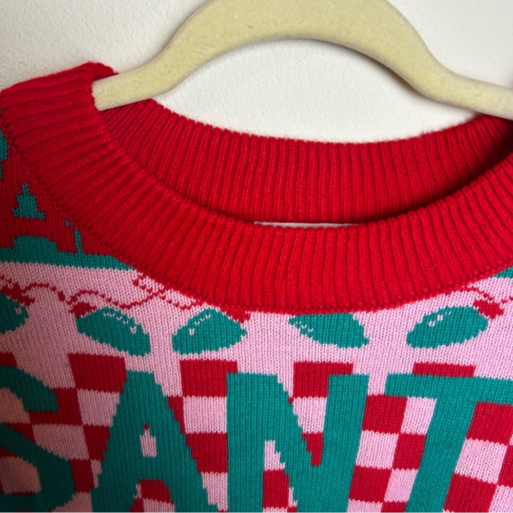 Santa Baby pink and red checkered Christmas sweater by Grayson Threads size: XL - Picture 5 of 9